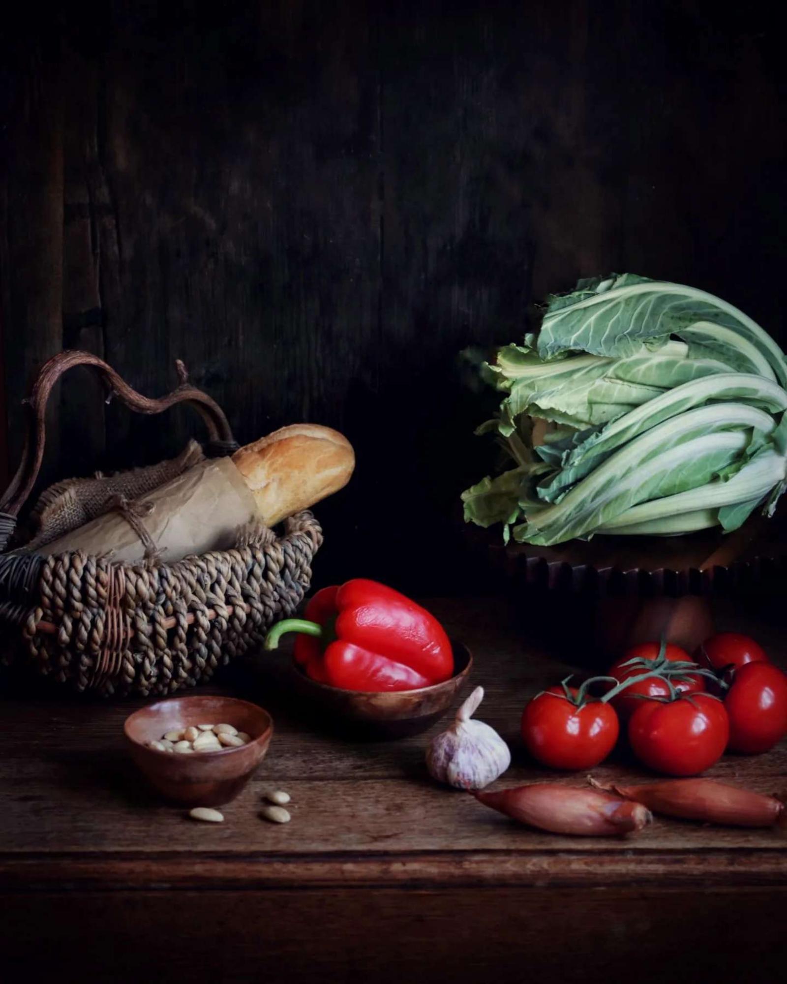 Close-up of fresh market vegetables on a table