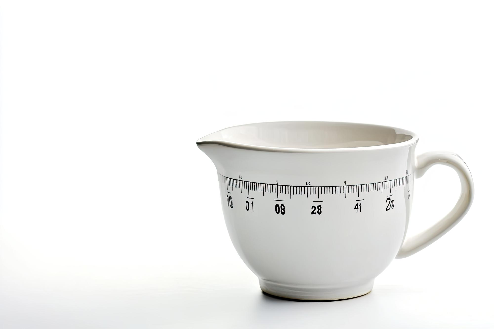 Measuring cups and scale beside recipe notes